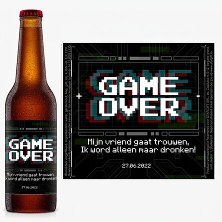 Bier met gepersonaliseerde tekst - Game Over