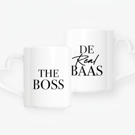 Gepersonaliseerde mokken voor koppels met tekst - The Boss & The Real Boss