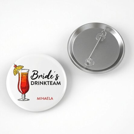 Gepersonaliseerde button met tekst voor het vrijgezellenfeest