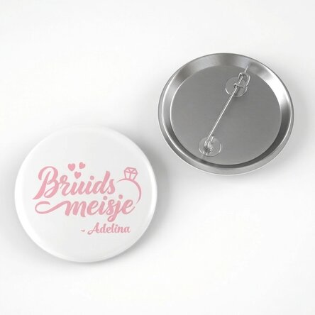 Gepersonaliseerde button met tekst voor bruidsmeisjes