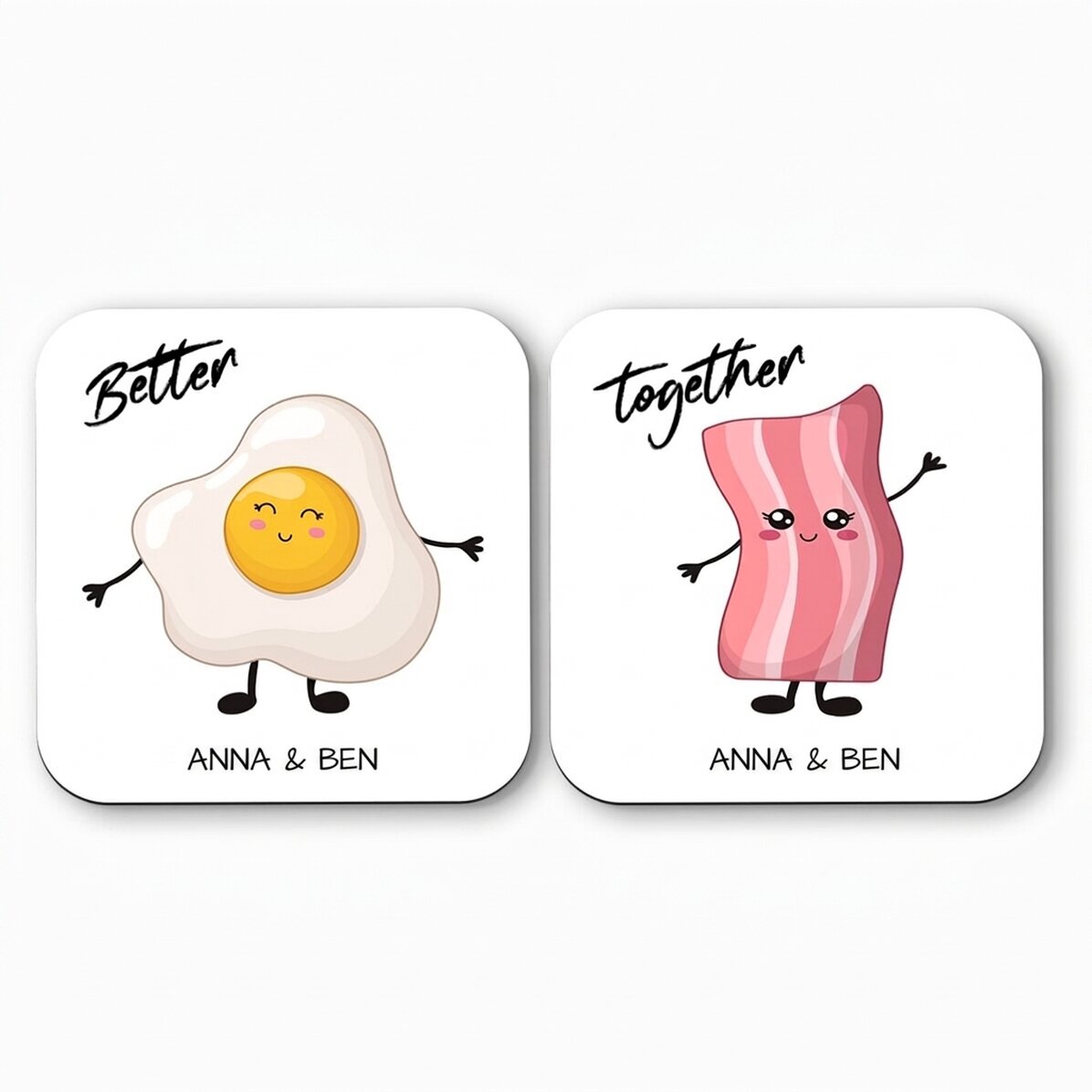 Set van 2 gepersonaliseerde onderzetters met tekst - Better Together