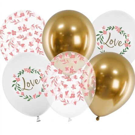 Set van 6 ballonnen, gemengd - Love