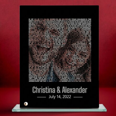 Personalised desk photo frame with a photo and text - I love you in 100 languages