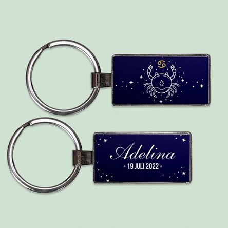 Gepersonaliseerde sleutelhanger met tekst en sterrenbeeld - Kreeft