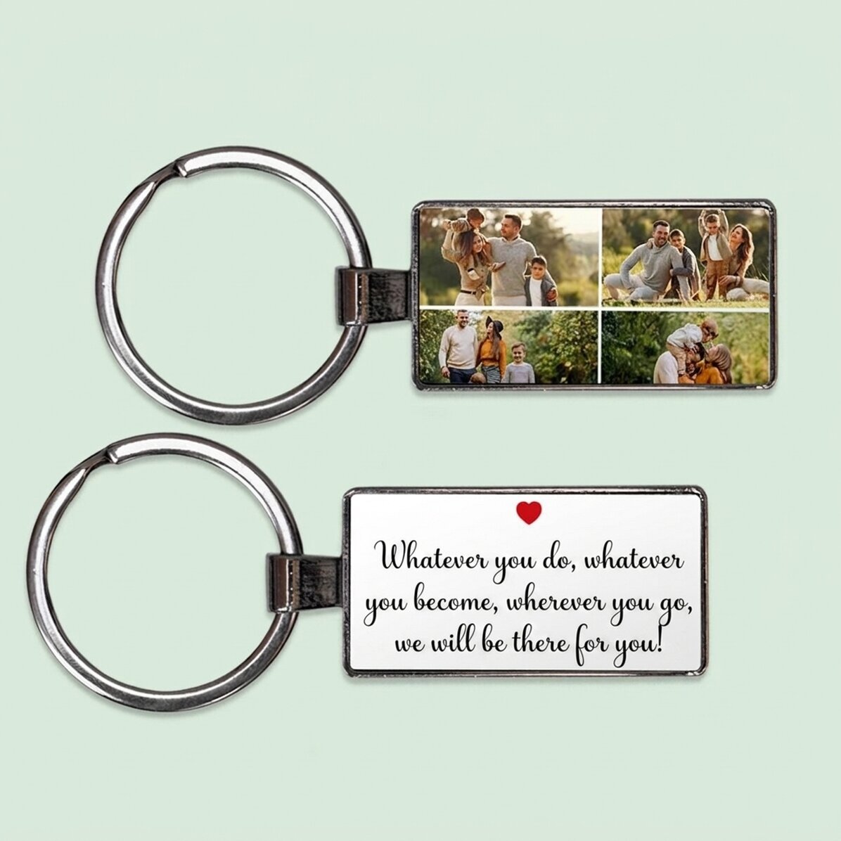 Gepersonaliseerde sleutelhanger met 4 foto’s en tekst