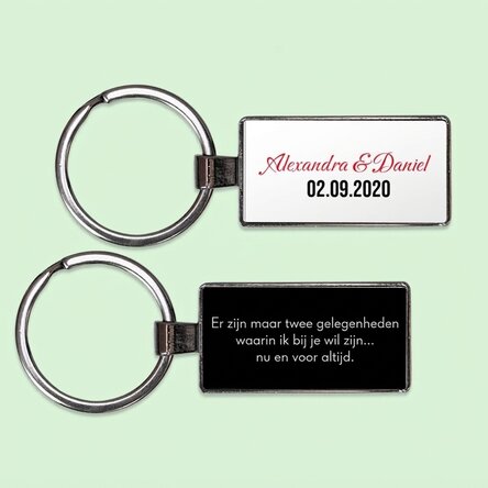 Gepersonaliseerde sleutelhanger met naam en boodschap