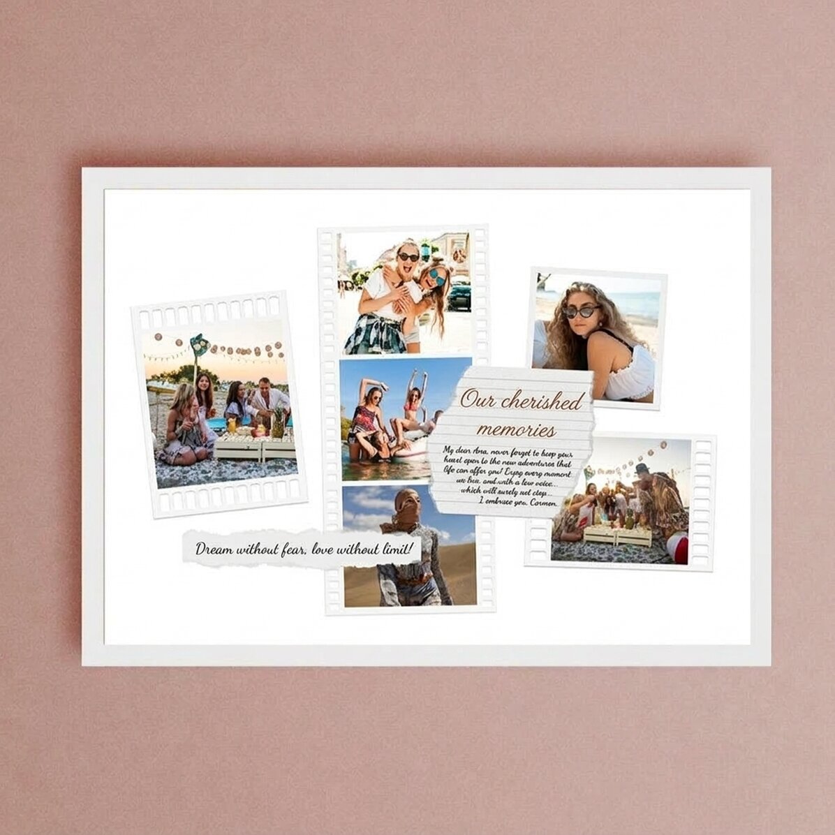 Gepersonaliseerd landschapsschilderij met foto’s en tekst - Foto’s op doek