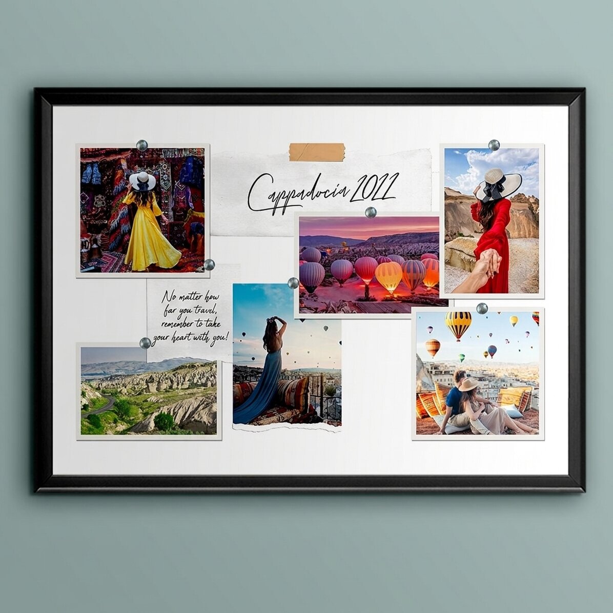 Gepersonaliseerd landschapsschilderij met 6 foto’s en tekst - Jouw vakantie