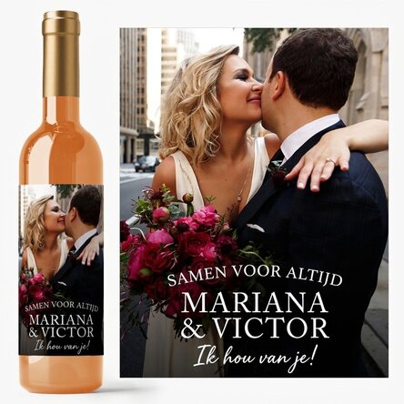 Wijn met persoonlijke tekst en foto - Kostbare momenten