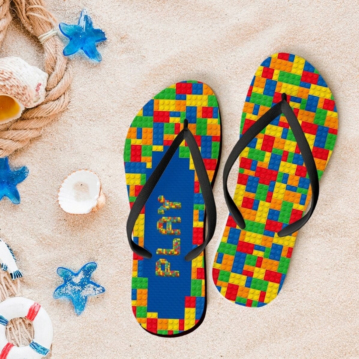Op maat gemaakte slippers met naam - Lego