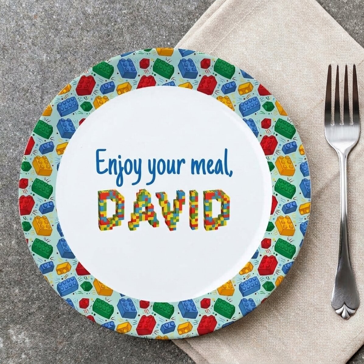 Gepersonaliseerd bord met tekst - Lego