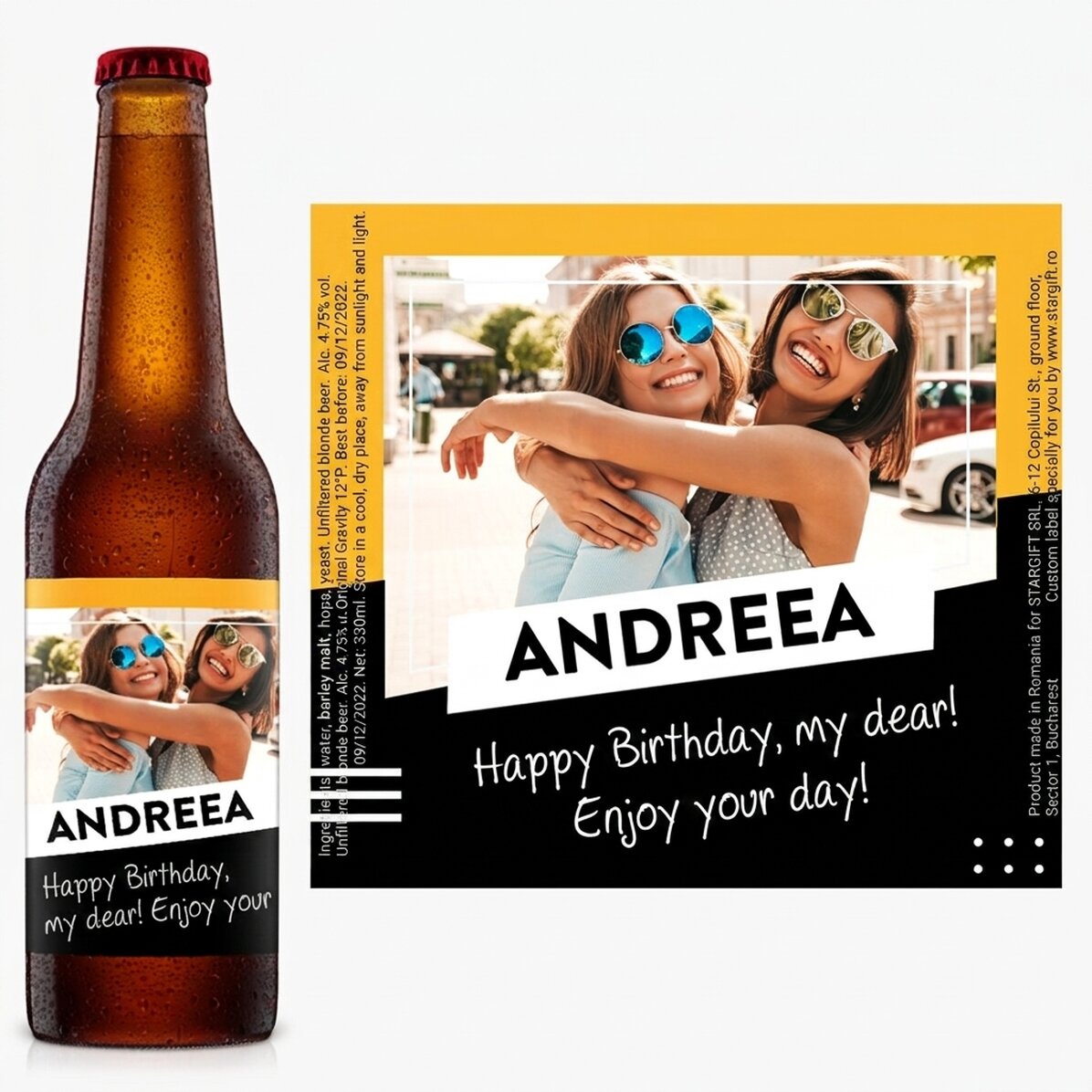 Gepersonaliseerd bier met een foto en tekst - Cheers