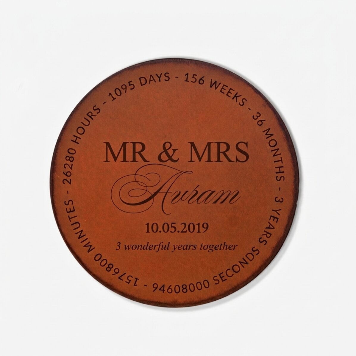 Op maat gemaakte glazenhouder van leer met tekst - Mr & Mrs