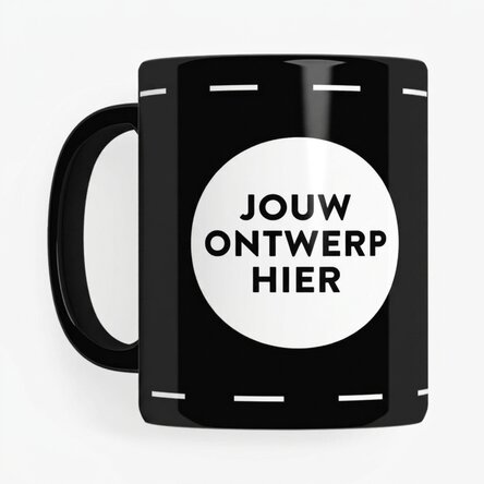 Gepersonaliseerde zwarte mok met jouw ontwerp