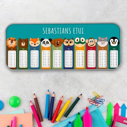Gepersonaliseerd etui met tekst - De tafel van vermenigvuldiging