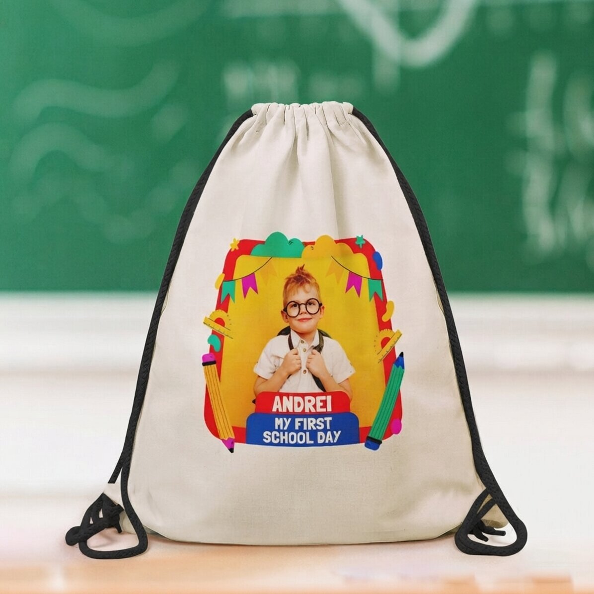 Gepersonaliseerde rugzak met een foto en naam - Mijn eerste schooldag