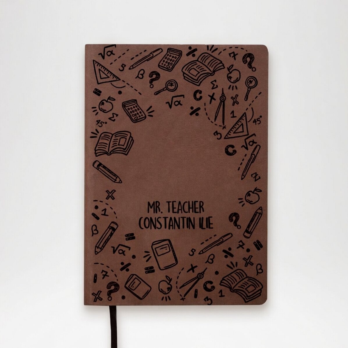 Op maat gemaakte leren agenda met naam voor docenten