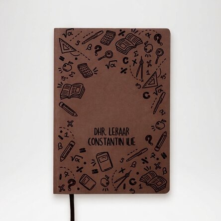 Op maat gemaakte leren agenda met naam voor docenten