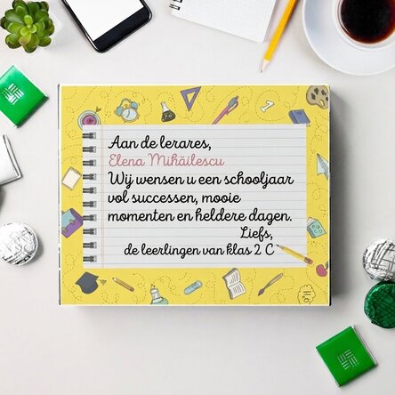 Gepersonaliseerde bonbonnière met een boodschap voor het begin van het jaar