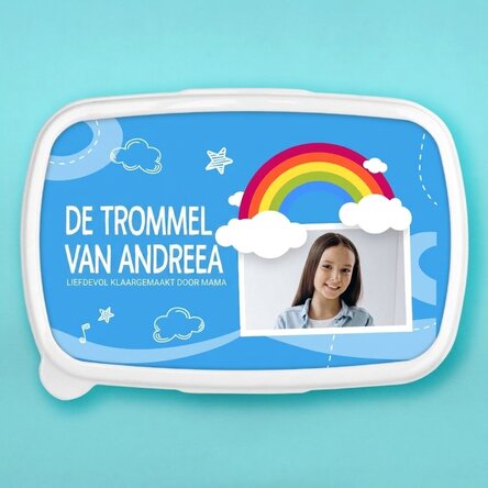 Lunchbox, gepersonaliseerde lunchtrommel met foto en naam - Regenboogmodel