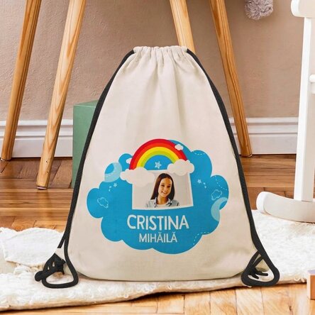 Rugzak met naam en foto - Regenboogmodel
