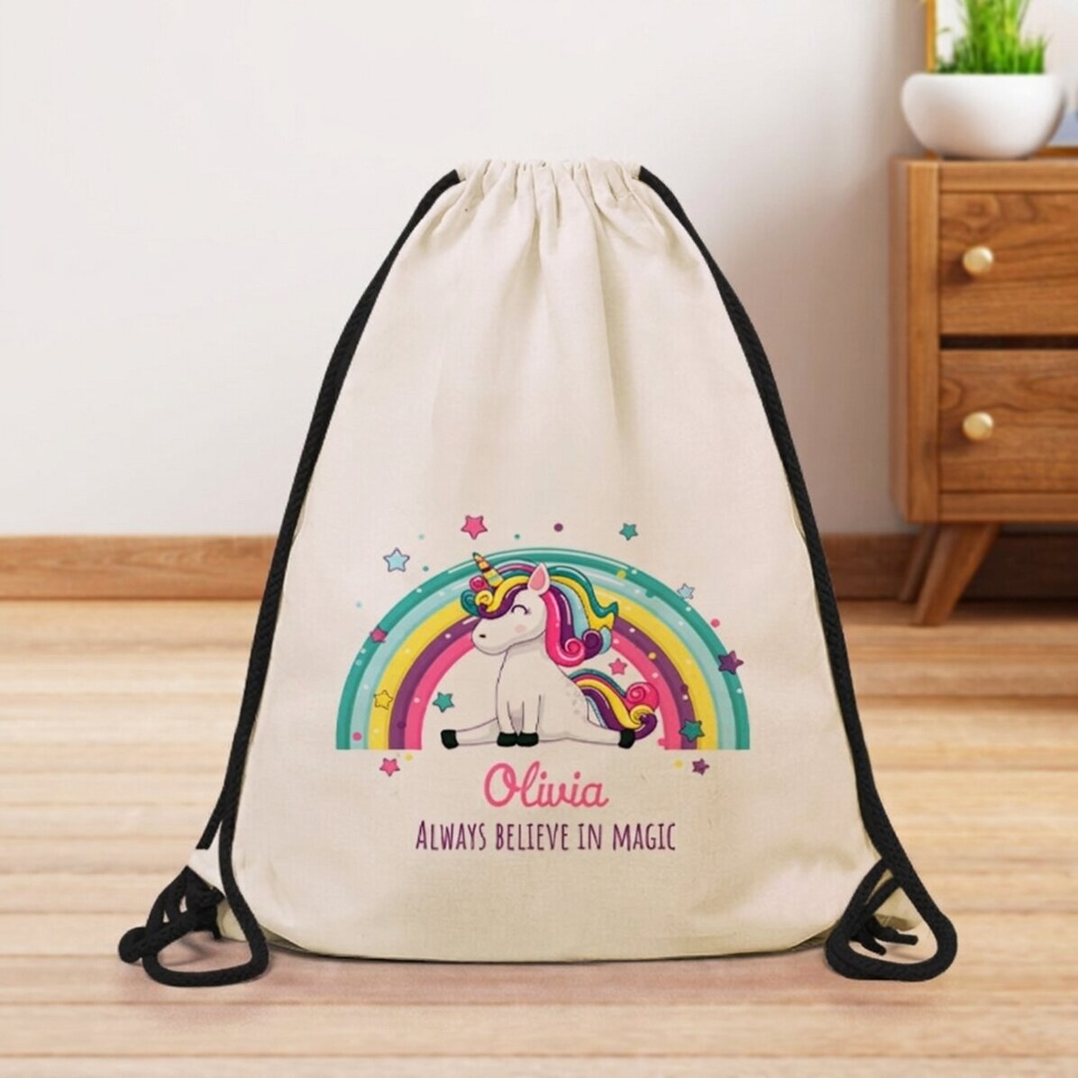 Rugzak met eigen tekst - Regenboog