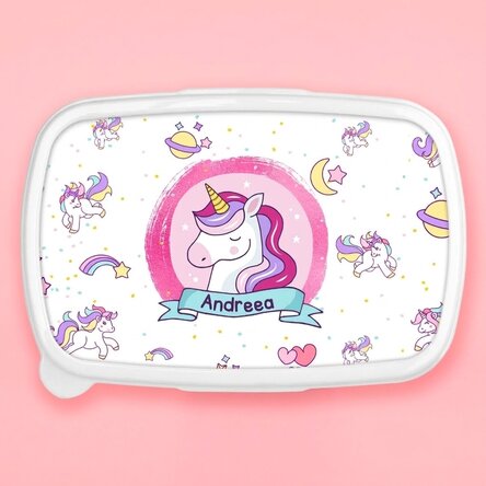 Lunchbox, op maat gemaakte lunchbox met naam - Eenhoorn