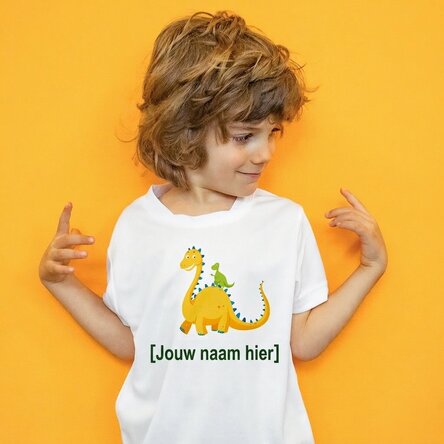 Sportshirt voor kinderen, gepersonaliseerd met naam - Dinosaurus