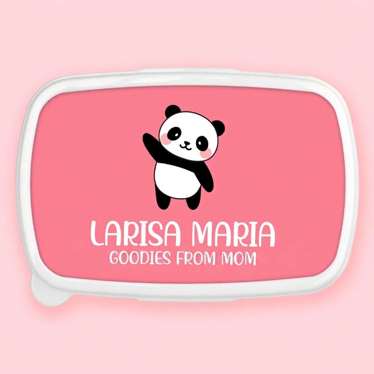 Lunchbox, gepersonaliseerde lunchbox met tekst en gekleurde achtergrond - Panda
