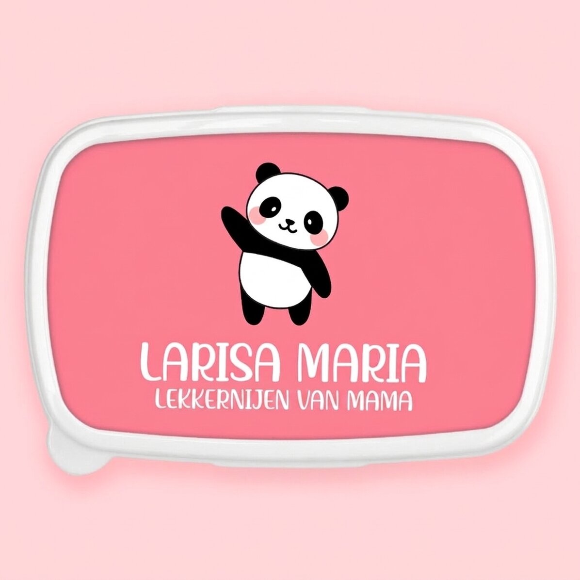 Lunchbox, gepersonaliseerde lunchbox met tekst en gekleurde achtergrond - Panda