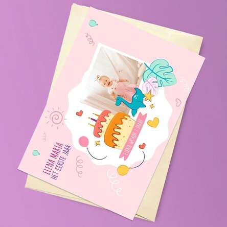 Gepersonaliseerde magnetische wenskaart met een foto voor de verjaardag van je kind