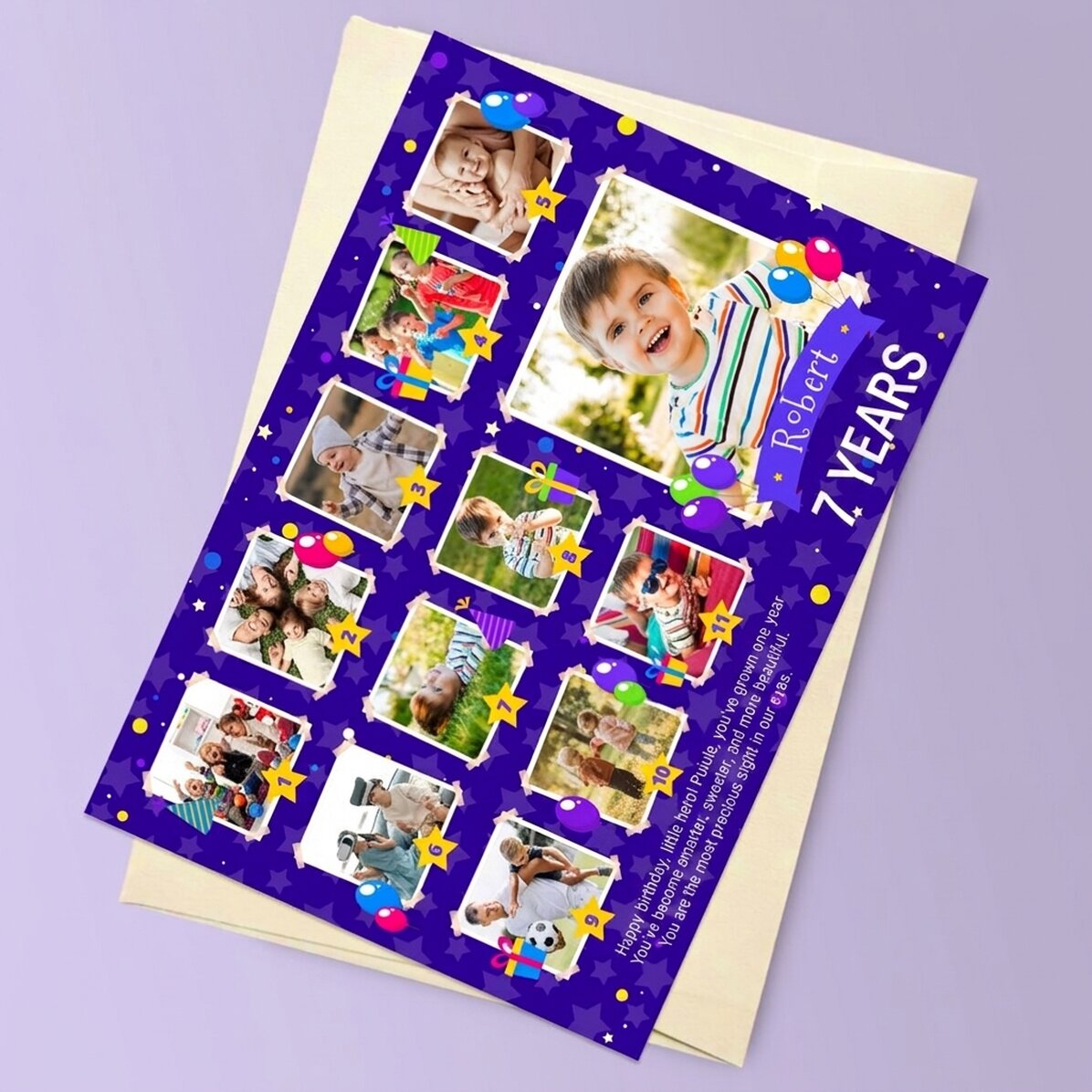 Gepersonaliseerde magnetische wenskaart met 12 foto
