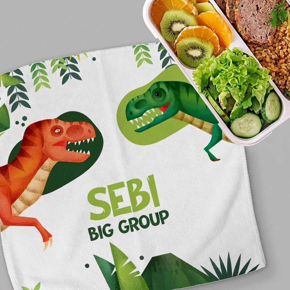 Gepersonaliseerde handdoek met tekst - T-Rex-dinosaurus