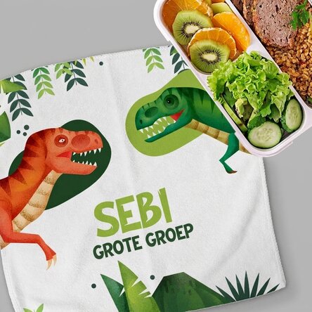 Gepersonaliseerde handdoek met tekst - T-Rex-dinosaurus