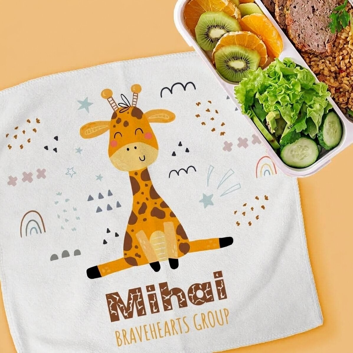 Handdoek met gepersonaliseerde tekst - Giraffe
