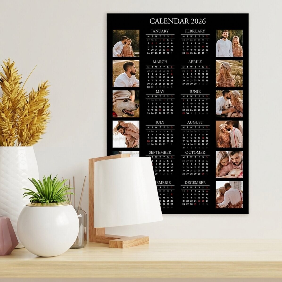 Gepersonaliseerde kalenderposter met 12 foto
