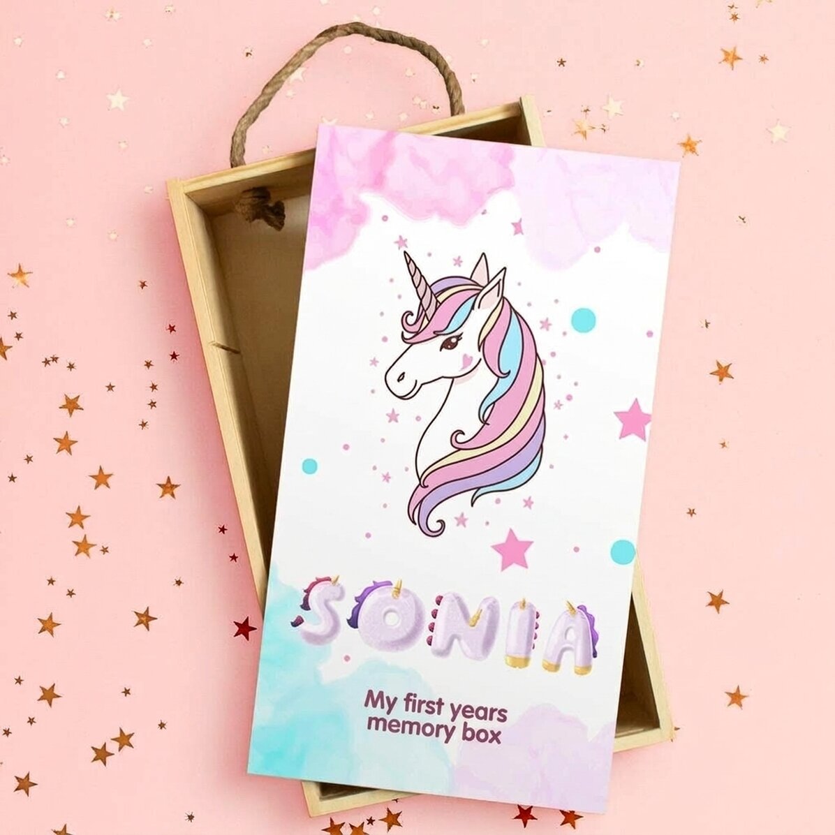 Gepersonaliseerde houten geschenkdoos met boodschap - Speciale eenhoorn