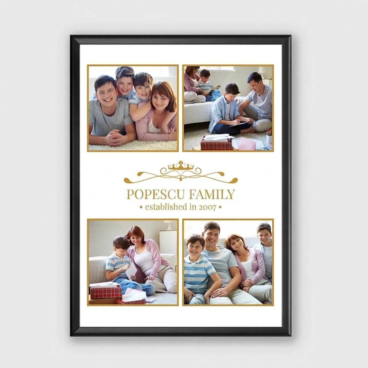 Gepersonaliseerd schilderij met 4 familiefoto’s