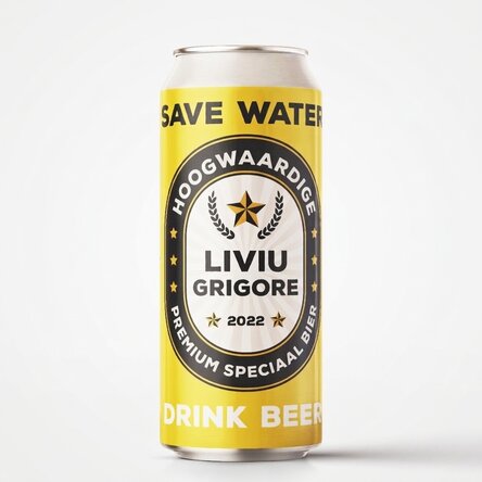 Bier in een blikje met gepersonaliseerde tekst - Save water drink beer