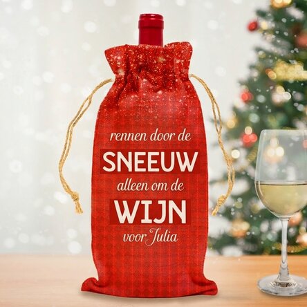 Gepersonaliseerd zakje voor een fles wijn - Dashing through the snow