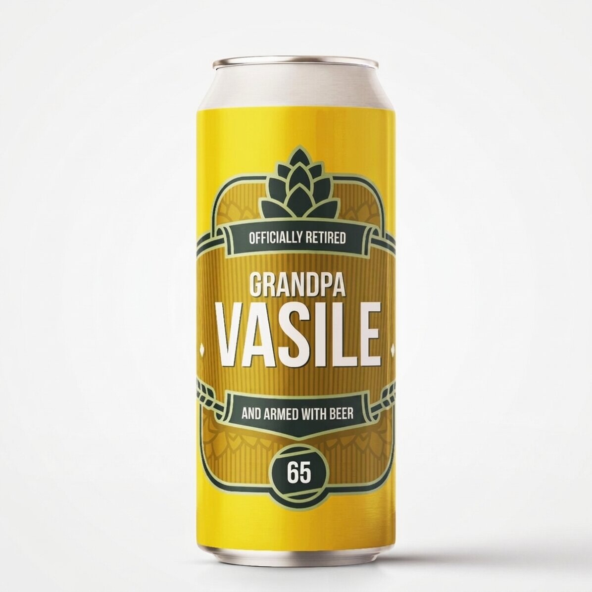 Bier in een blikje met gepersonaliseerde tekst - Model voor pensionering