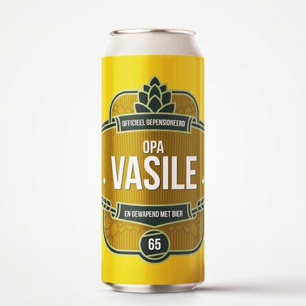 Bier in een blikje met gepersonaliseerde tekst - Model voor pensionering