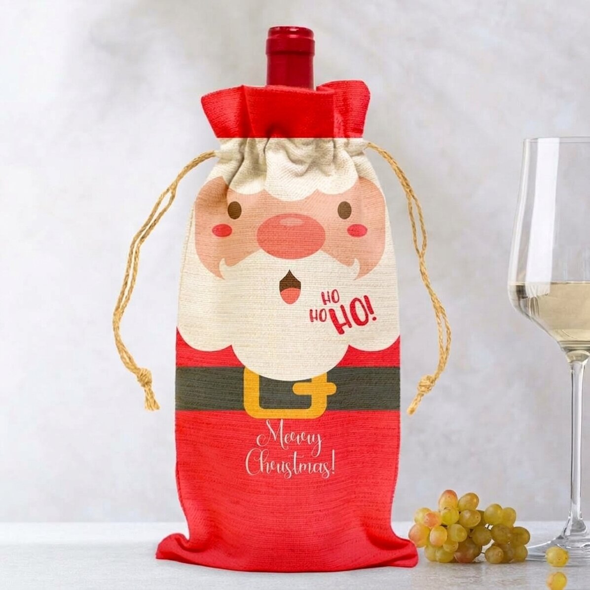 Gepersonaliseerd zakje voor een fles wijn - Kerstman