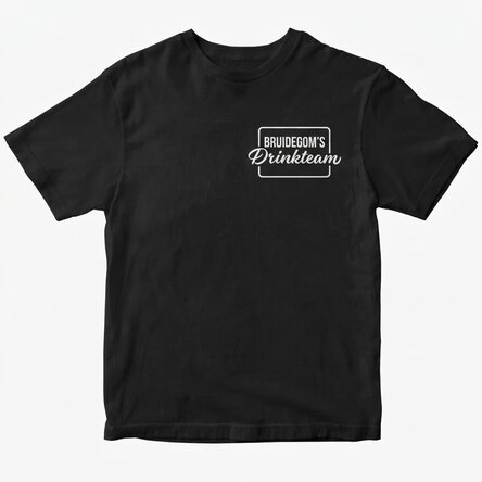 Gepersonaliseerd katoenen T-shirt met tekst voor het vrijgezellenfeest - Groom's drinking team