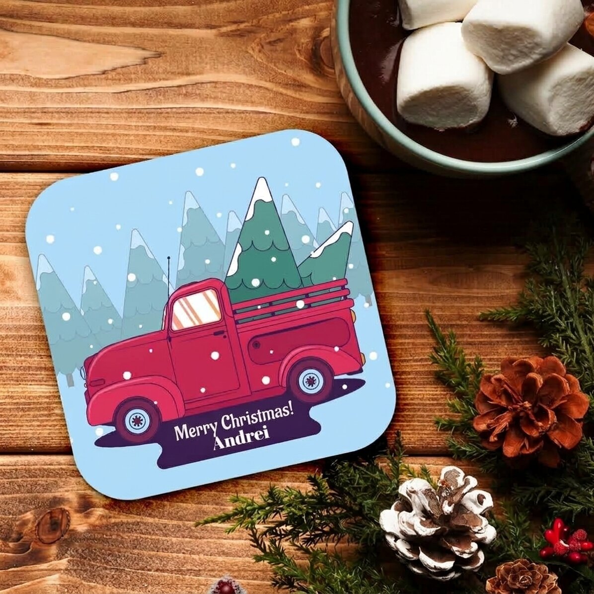 Gepersonaliseerde glazenhouder met tekst - Kerstmachine