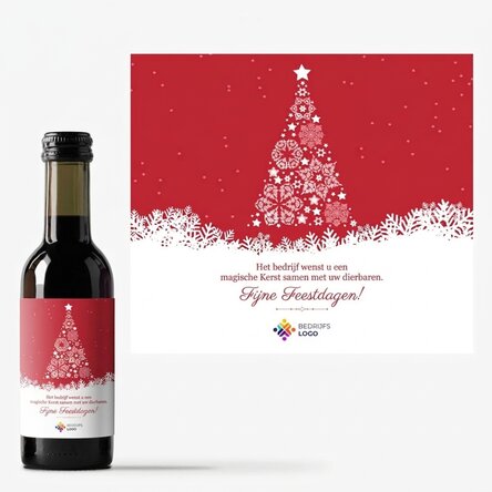 Miniwijnflesje, gepersonaliseerd met tekst en logo - De magie van Kerstmis