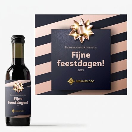Mini-wijnflesje, gepersonaliseerd met logo en tekst - Kerstcadeau