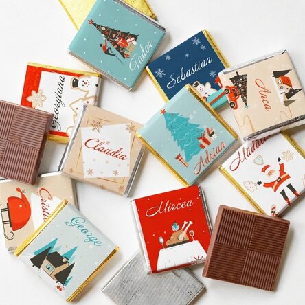 Set van 10 gepersonaliseerde minichocolade met naam - Sweet Christmas