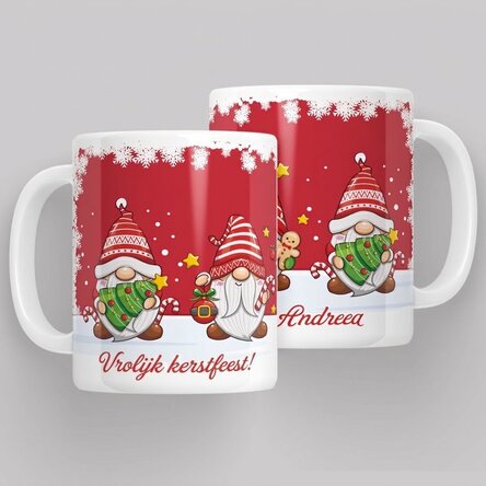 Gepersonaliseerde mok met tekst - Kerstkabouters