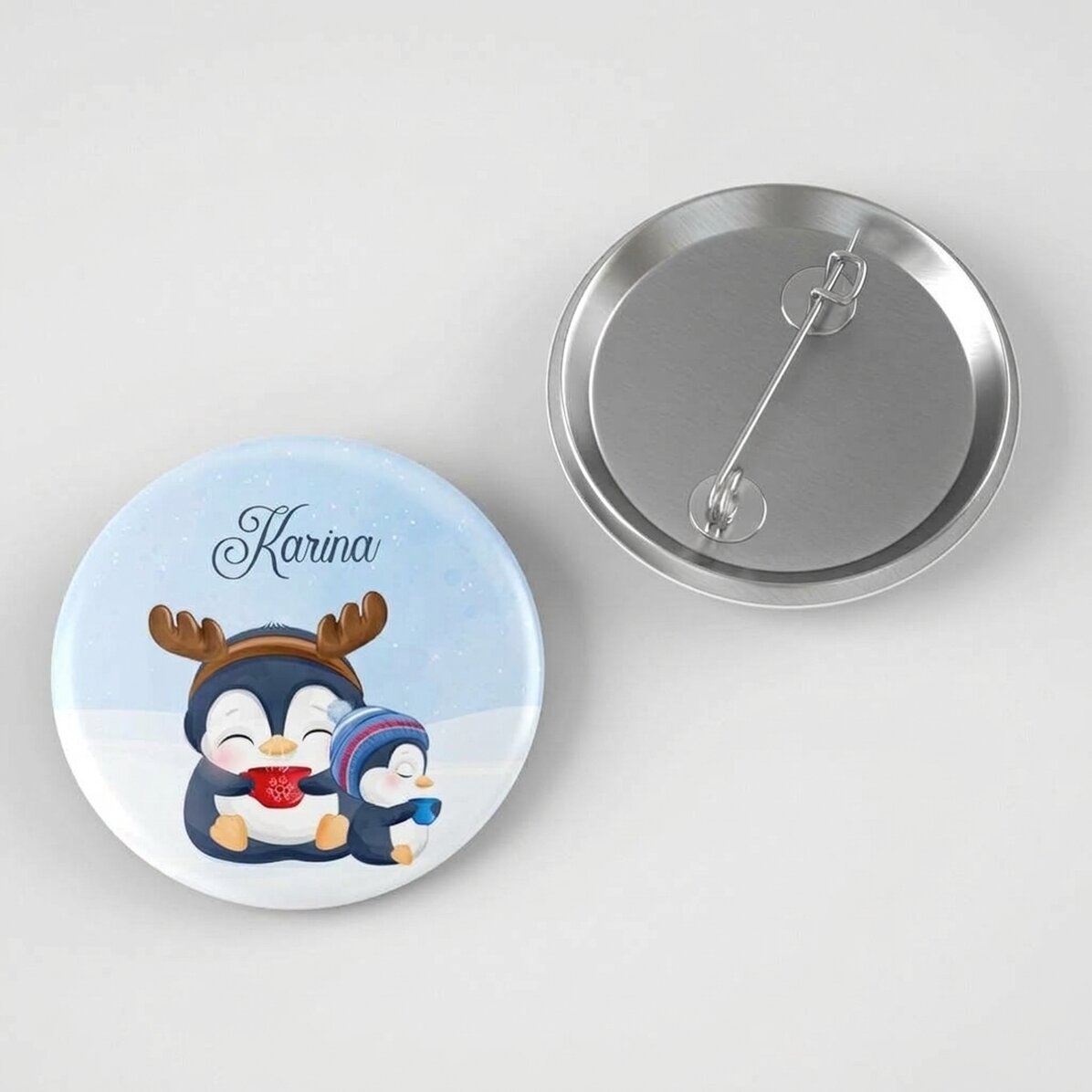 Gepersonaliseerd insigne met tekst - Pinguïns